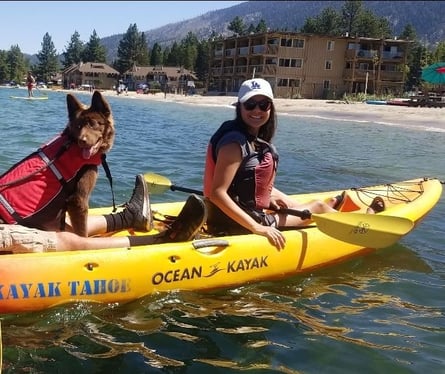 Kenia Pena enjoying time with her dog